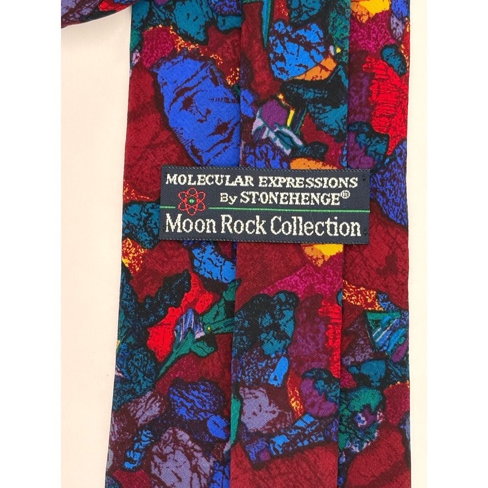 Stonehenge‎ Molecular Expressions Moon Rock Meteorite Silk Tie Red Blue Abstract - Picture 2 of 4